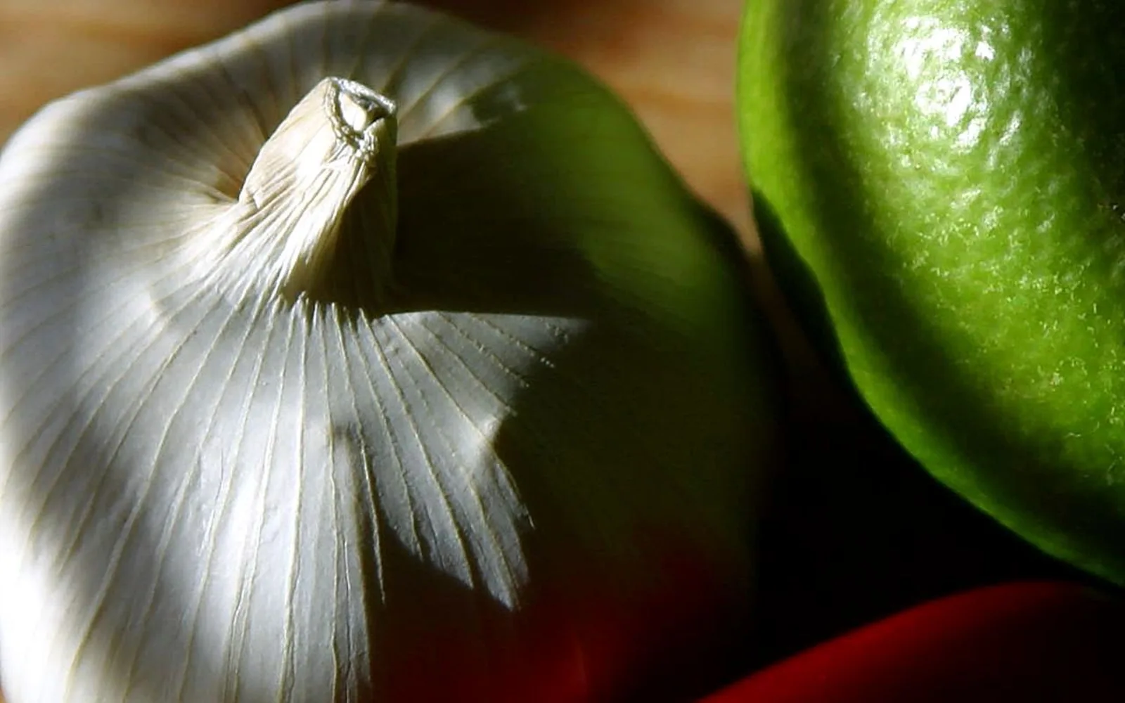 Garlic bulbs in close-up detail showing cloves and layers